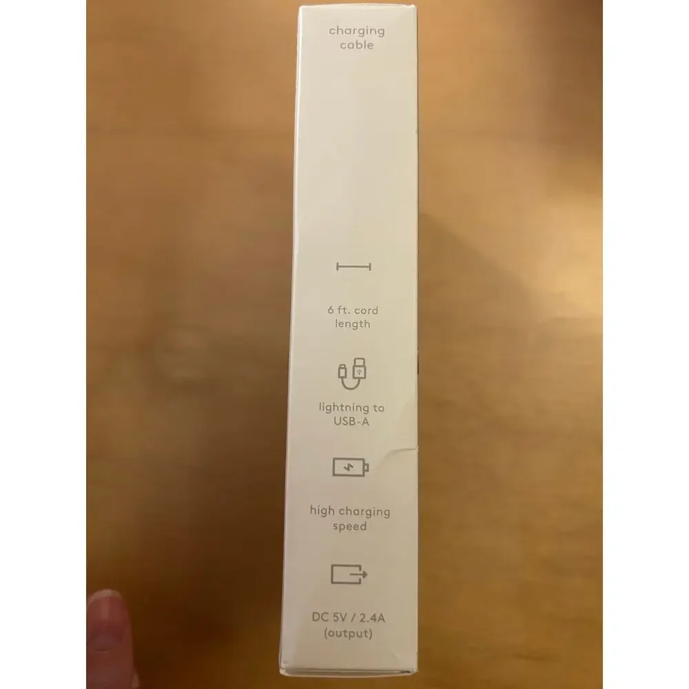 New heyday Lightning to USB-A Charging Cable size 6ft White Gray Marble